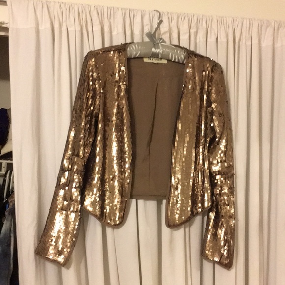 💫✨☁️ CROPPED COPPER SEQUIN JACKET ☁️ 🌙🌌 - Picture 2 of 6